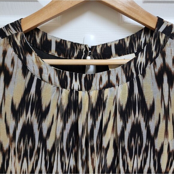 ECI Dress Size Large Animal Print Maxi Blouson Stretch Waist Sheer Lined Flowy - Picture 4 of 11